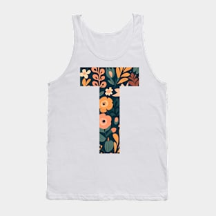 Whimsical Floral Letter T Tank Top